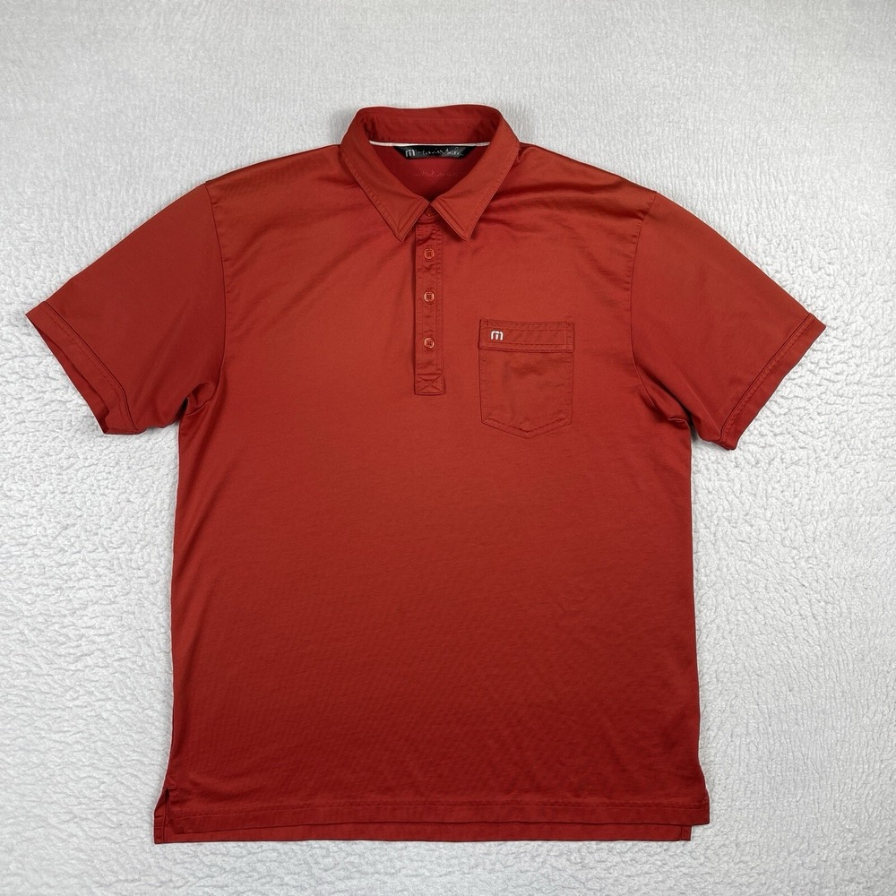 Travis Mathew Polo Shirt Mens XL Red Sun Faded Golf Travel Vacation Workwear Job